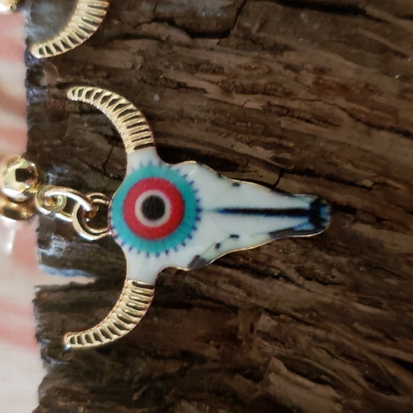 Longhorn Bull Earrings Western Earrings Cowgirl Earrings Aretes Vaqueros Rodeo - Picture 4 of 10